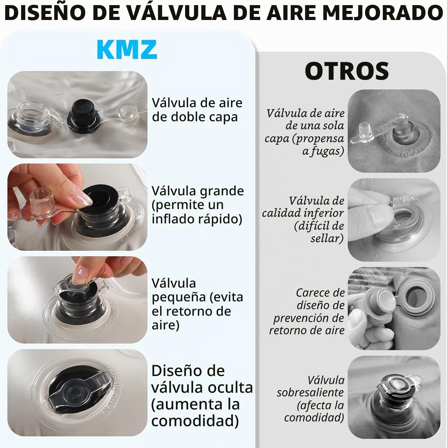 KMZ Colchón hinchable para SUV, coche, camión, camping – cama portátil gruesa con 2 almohadas y bomba eléctrica