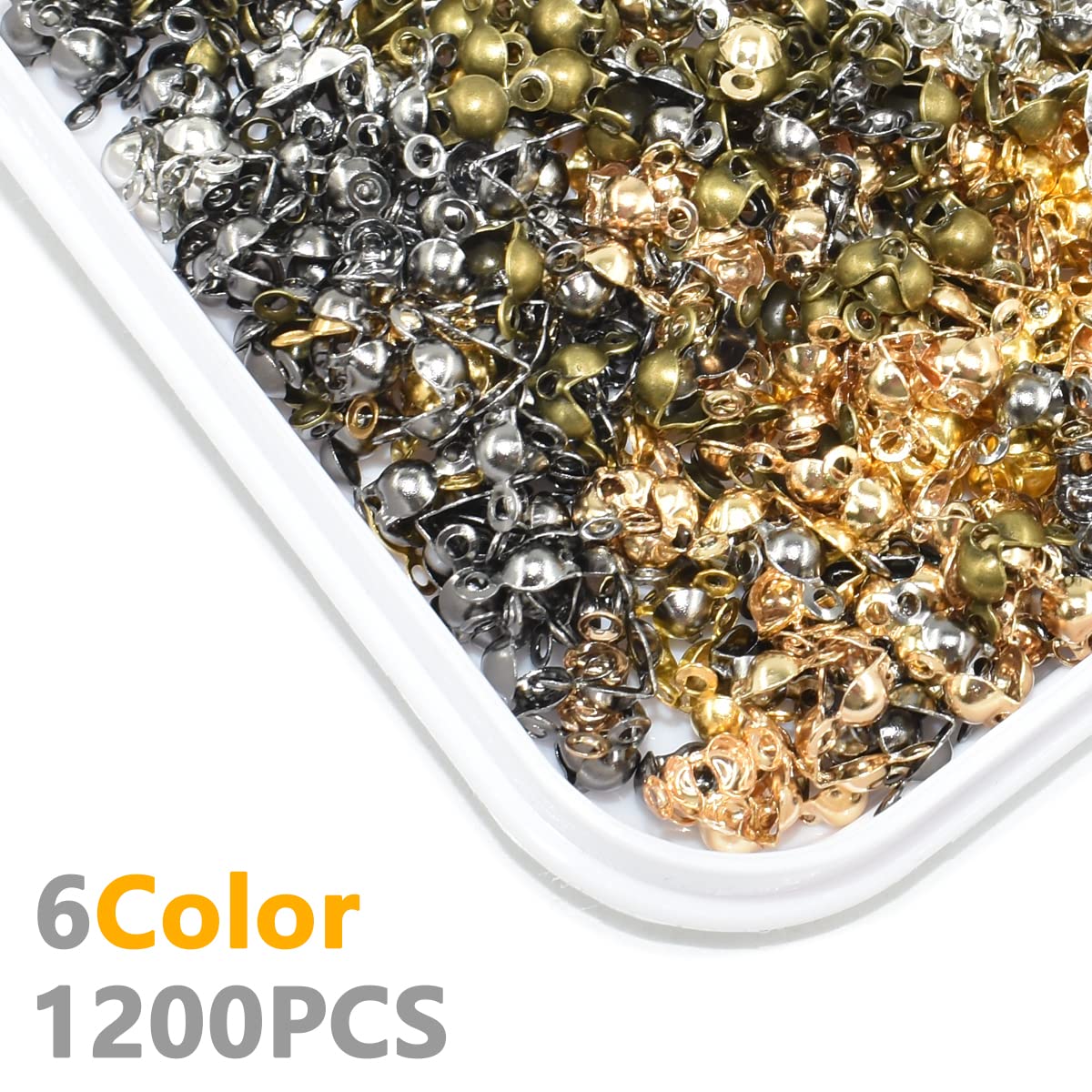 1000 Stück Perlenspitzen (Knotenabdeckungen) – Metall, 4x8 Mm, In Gold & Farben, Für Schmuck