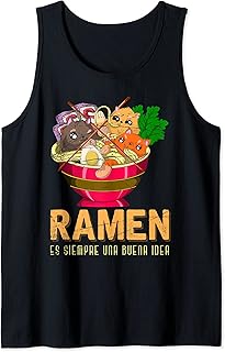 Animal Lindo Fideos Japoneses Comida Kawaii Otaku Ramen Camiseta sin Mangas
