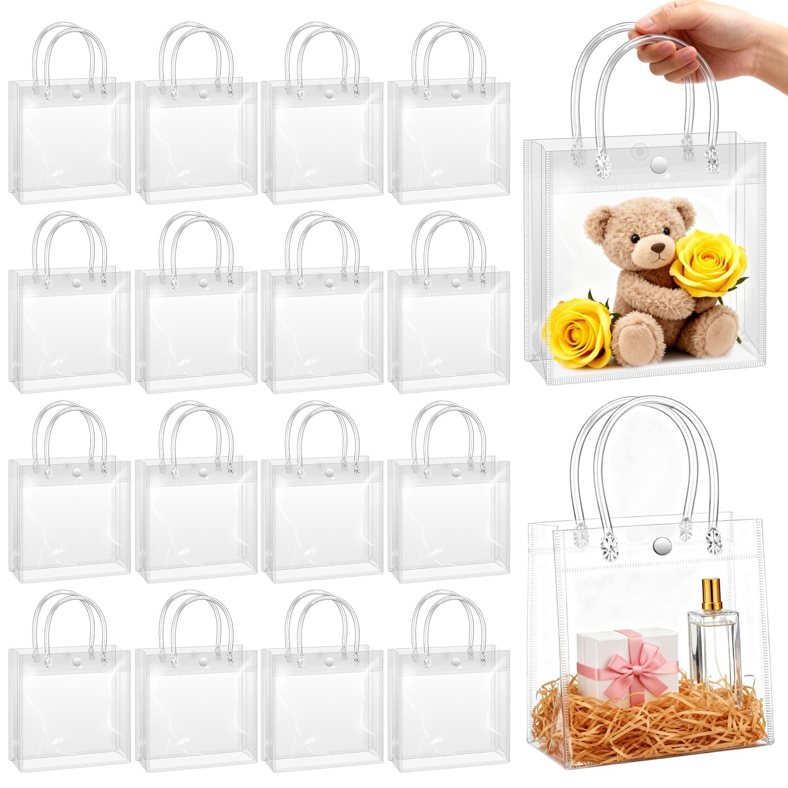 Amazon.com: BadenBach 16 PCS Small Clear Gift Bags with Handles
