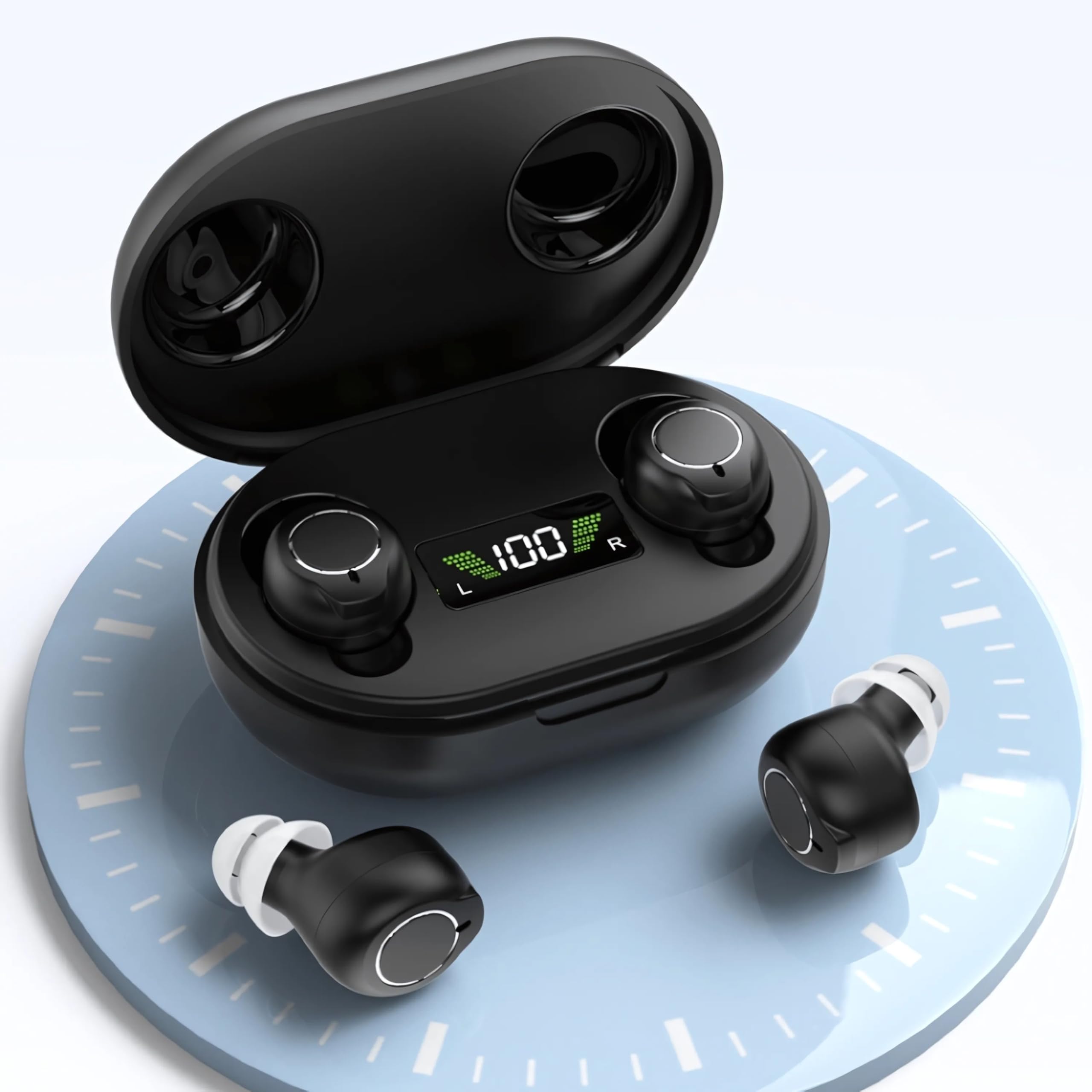 Balson Rechargeable Digital Hearing Aid | Invisible Amplifier with Noise Cancellation, Adjustable Volume, Finger Touch Control, Long Battery Life | Includes Dry Kit & 1-Year Warranty (Black)