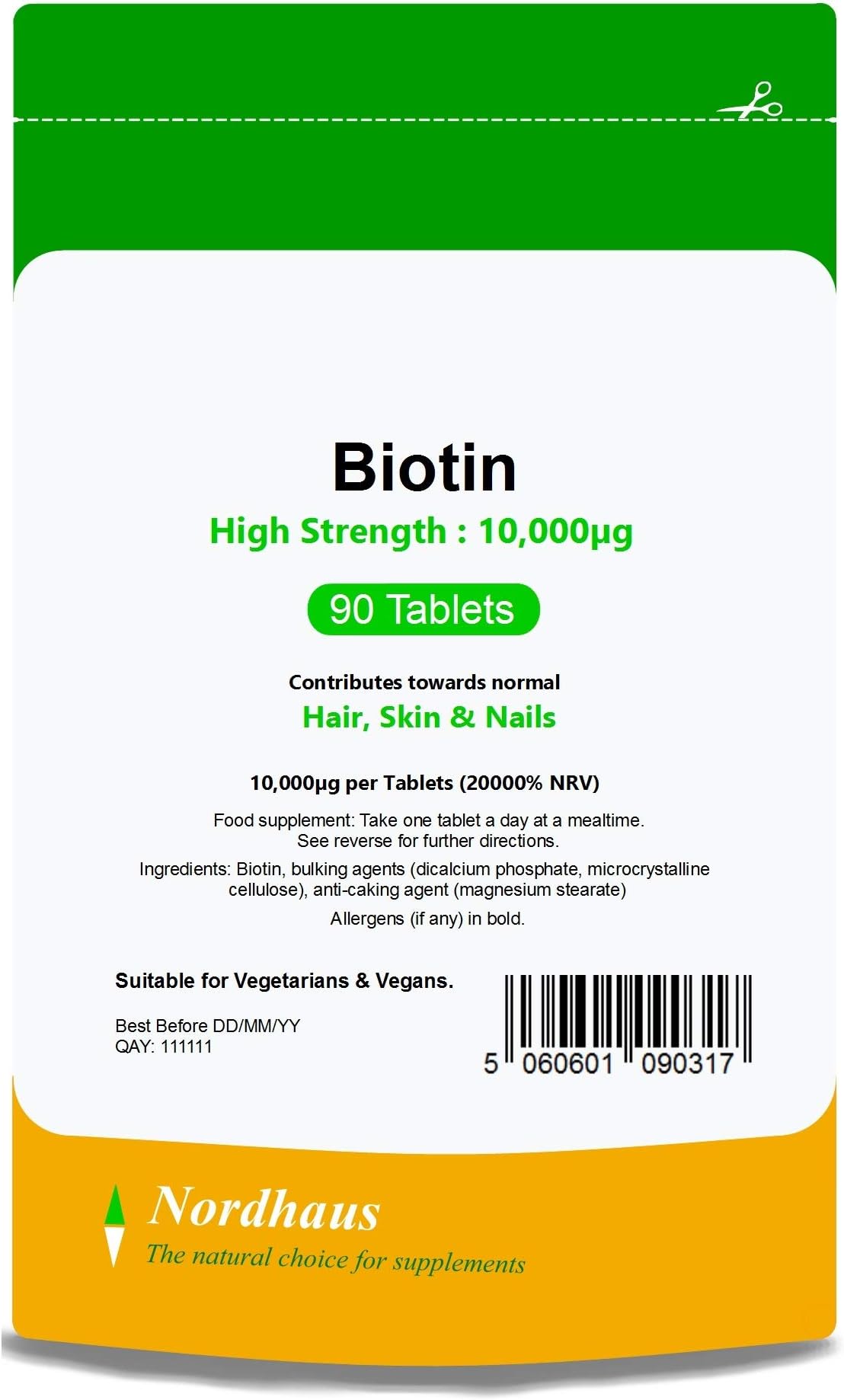 Biotin 10000mcg - 90 Tablets