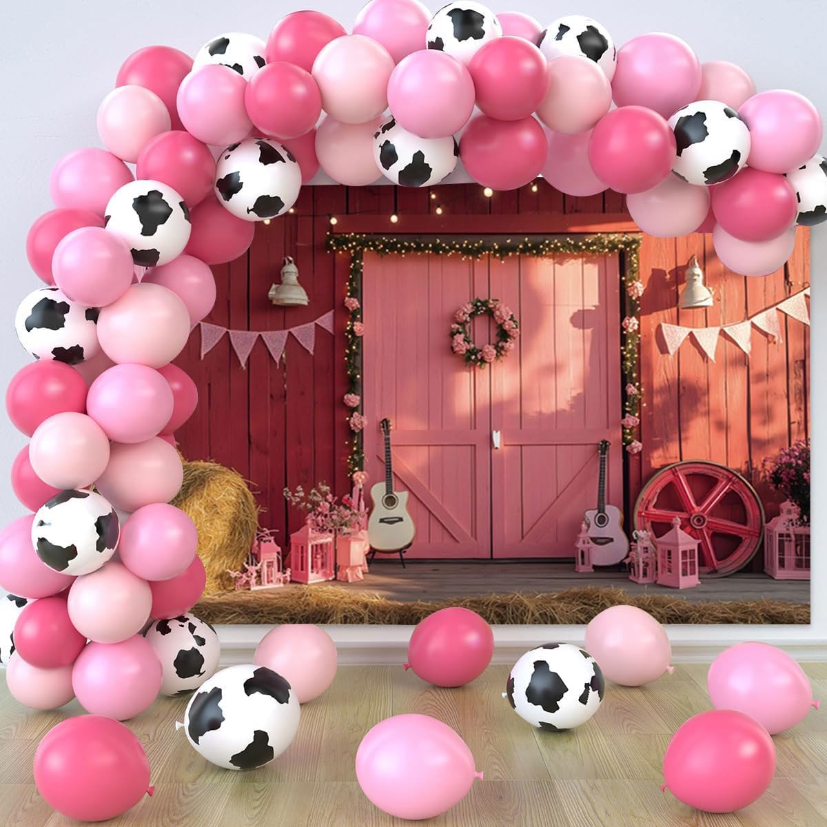 Western Cowgirl Backdrop 10x8ft Rustic Pink Barn Door Glitter Western Backdrops for Photoshoot Cowboys Cowgirls Wild West Rodeo Photography Background for Adults Kids Photo Booth Props
