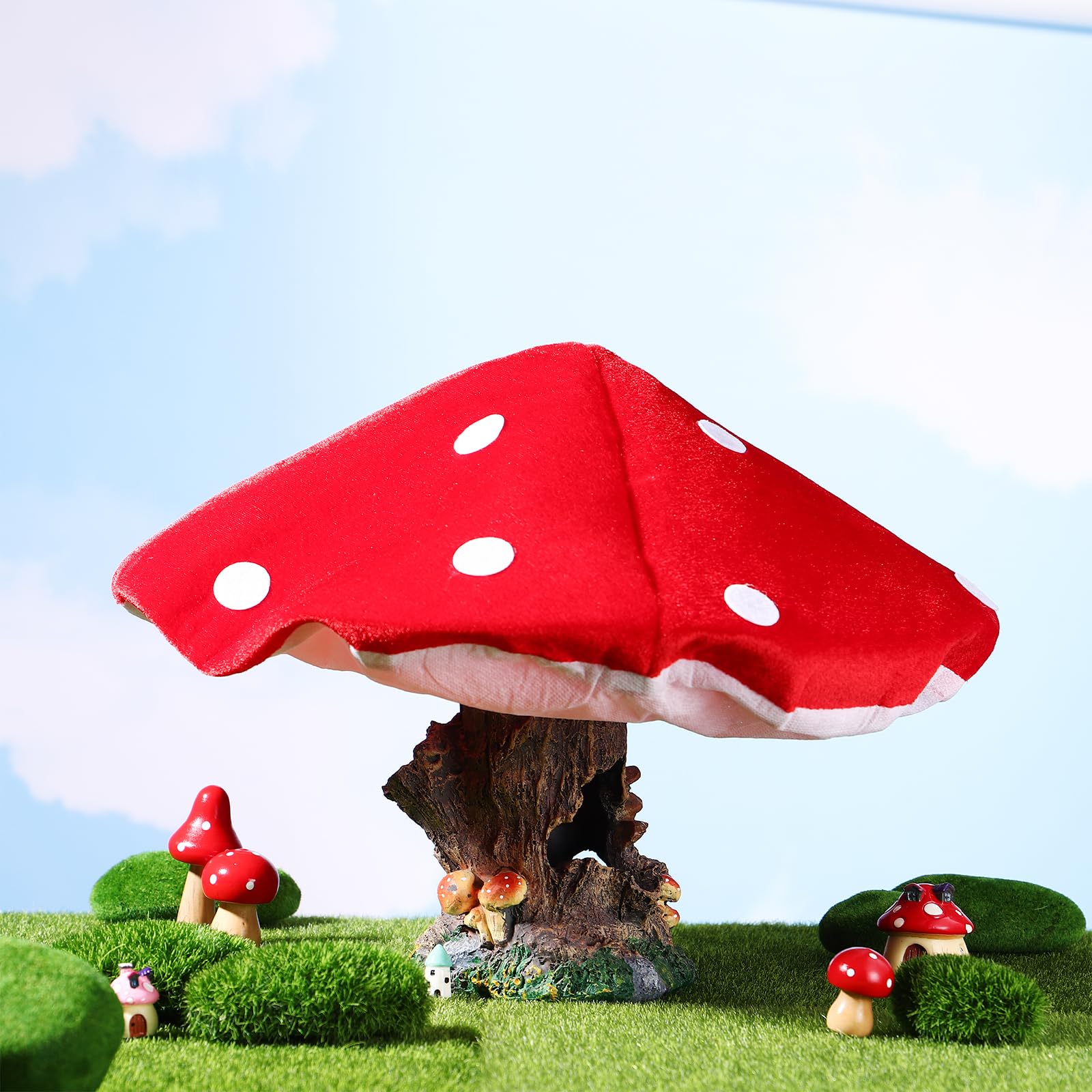 TOYANDONA Sombrero de seta cosplay niños sombrero de seta rojo y blanco manchado de felpa novedad accesorio para el disfraz para niños o adultos