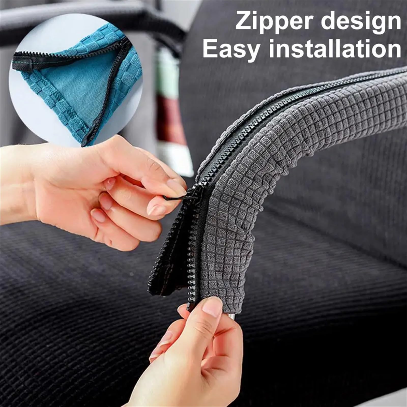 Funda elástica y extraíble para Silla de Oficina, 8 Pares de Fundas for reposabrazos Silla Jacquard con Cremallera, Multicolor, 45 cm, 55(Light Grey,45cm)