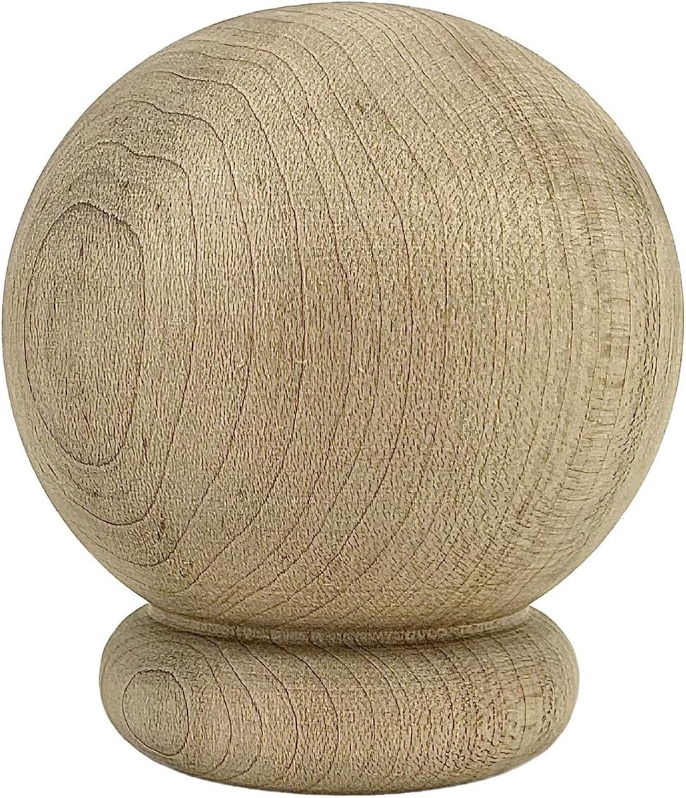 Solomon Ball Interior Wood Finial. Red Oak. 3 1/4" Tall x 2 15/16" Wide. No Hardware. Ready to Paint Or Stain. Bed Post Finials, Staircase Newel Posts. 2 PC.