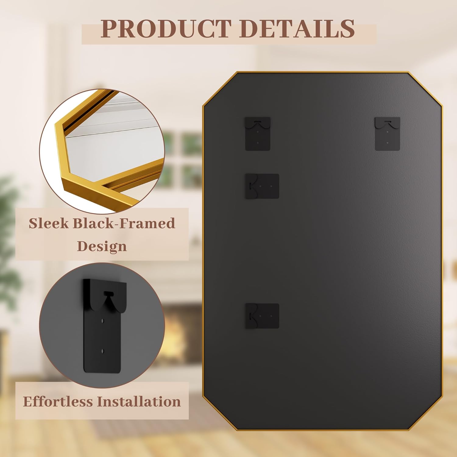 36x24 Inch Window Mirror, Farmhouse Windowpane Mirror Large Wall Mounted Decorative Window with Black Iron Frame, Bathroom, Bedroom, Entryway & Living Room Wall Decor，Gold