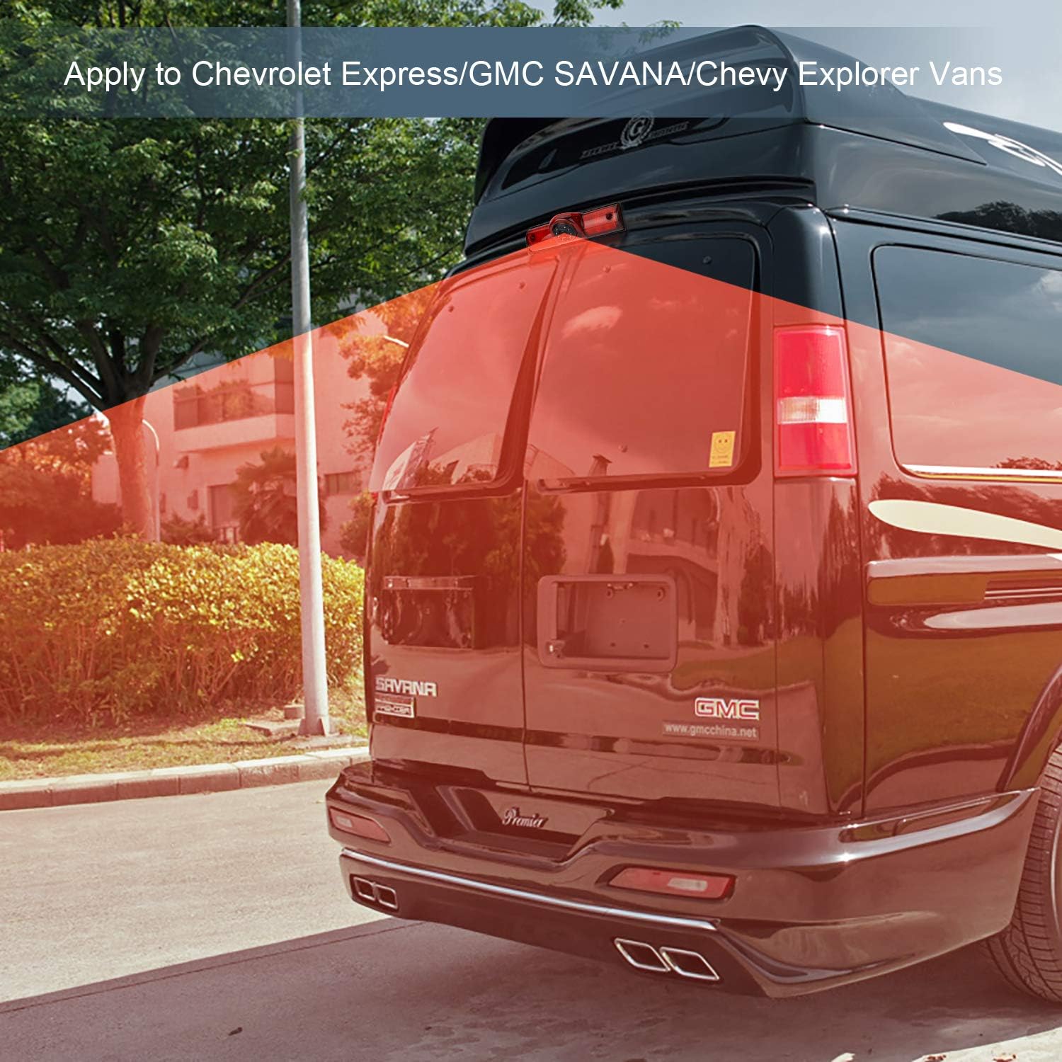 DALLUX Savana Cargo Van Brake Light Backup Camera for Transporter Chevrolet Express/GMC Savana 2003-2019/Chevy Explorer Van,3rd 170°Angle Waterproof Microphone Built-in Adjustable Lens Roof Mount Cam