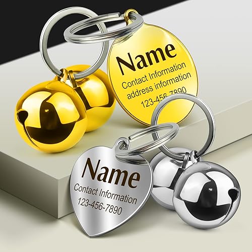 Miniatura 2 de HOPELF Campanas para collar de perro con etiquetas de perro grabadas personalizadas para mascotas, cascabeles pequeños como dije de collar de gato,