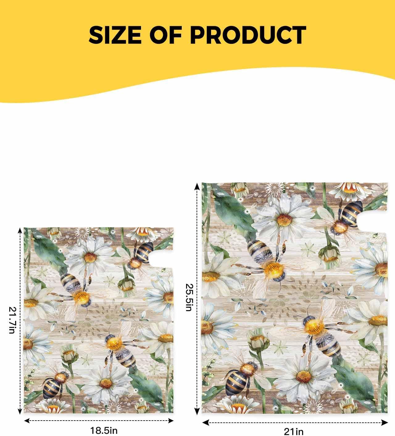 Bee Flower Mailbox Covers Magnetic Standard Size, Decorative Post Letter Numbers Box Wrap Decoration Covers Large Accessories for Garden Yard Outdoor Décor White Daisy Floral Rustic Rustic Woodgrain
