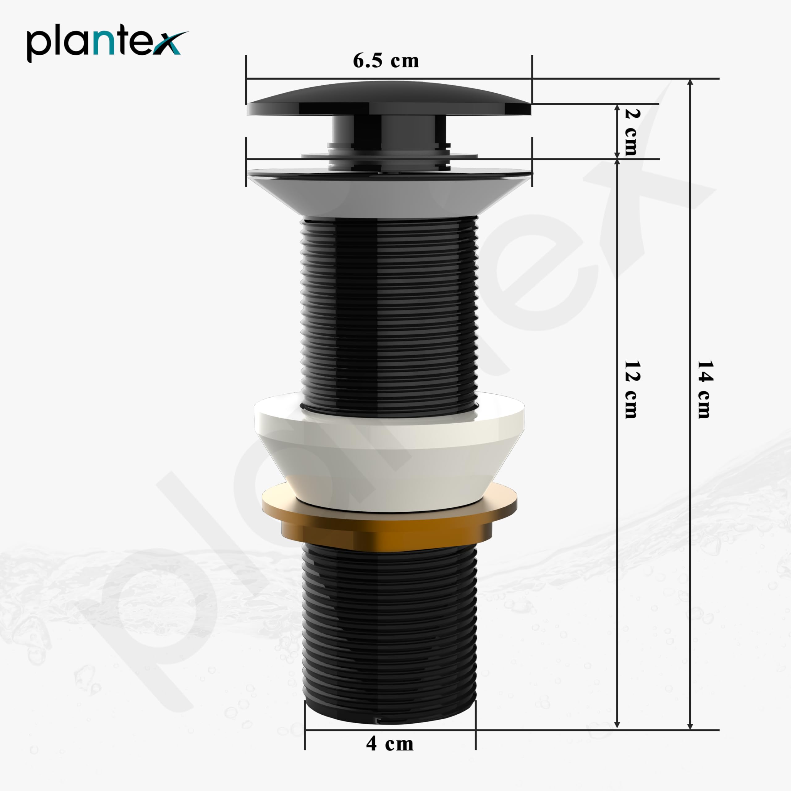 Plantex Pure Brass Waste Coupling for Wash Basin/5 inch Drain Out let System Full Thread Pop up Waste Coupling for Wash Basin (Glossy Black - Pack of 1) 1