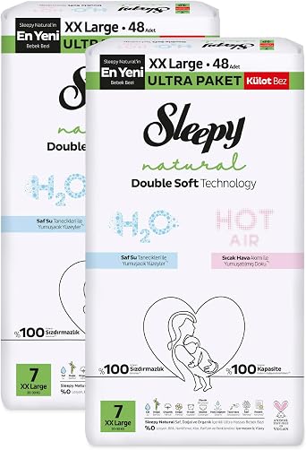 Sleepy Natural Double Soft Ultra Fırsat Paketi Külot Bez 7 Numara Xxlarge 96 Adet