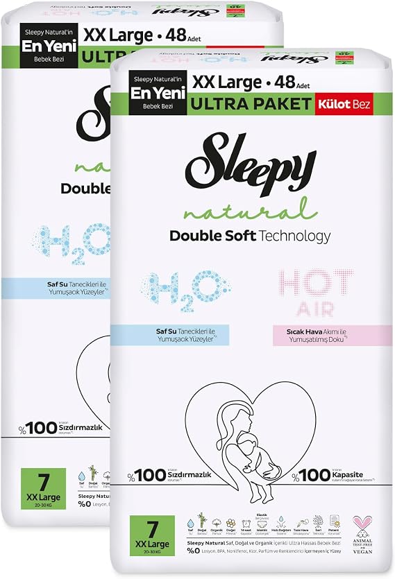 Sleepy Natural Double Soft Ultra Fırsat Paketi Külot Bez 7 Numara Xxlarge 96 Adet