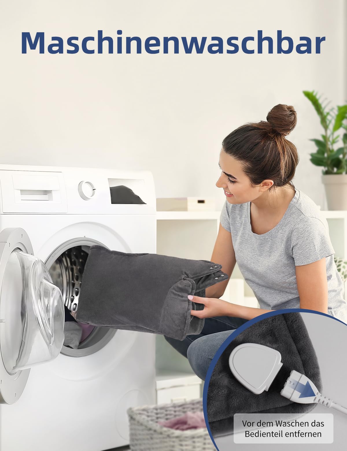 Heizkissen mit Abschaltautomatik, 80 x 88 CM Tragbares Elektrische Wärmekissen 6 Temperaturstufen für Rücken Nacken Schulter Bauch Maschinenwaschbar