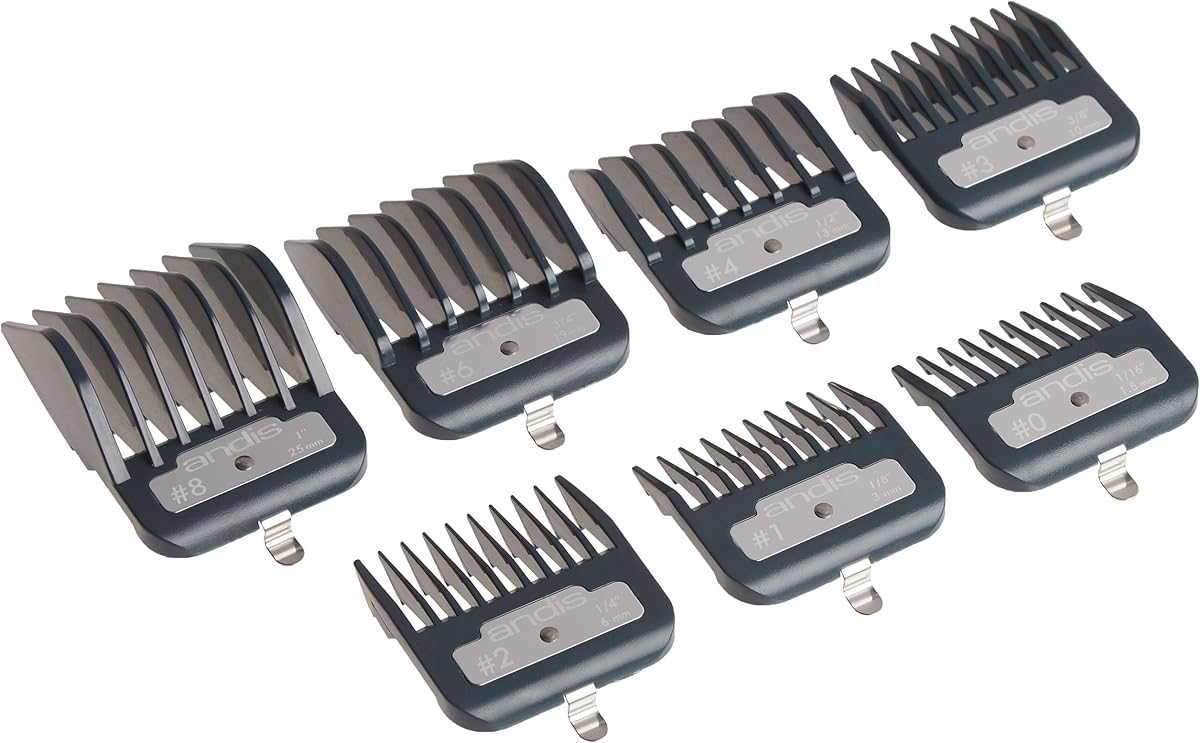 Master Series Clipper Guard Comb Set, Fits ML, MLC, LCL & US-1 | 7-count metal-clip attachment combs, sizes 1/16in to 1in, easy to clean, hair clipper comb guard set