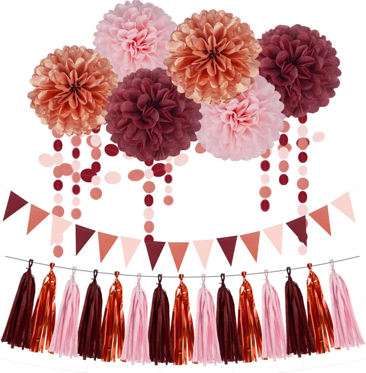 Gender Reveal Decorations Blue Pink - 23pcs Tissue Paper Flowers Pom Poms Banner Tassel Garland Streamers Baby Gender Reveal Theme Decor White Birthday Hanging Decor Ideas Supplies