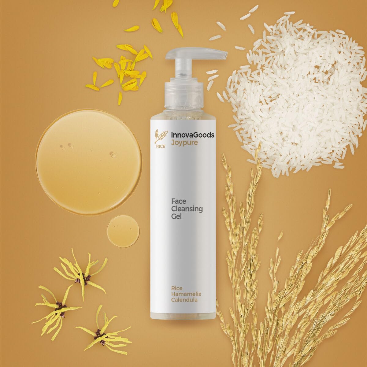 InnovaGoods Rice Joyfresh Elektrische Gesichtssauna, Reinigungsgel für das Gesicht, 200 ml und feuchtigkeitsspendendes Gesichtswasser, Peeling, 150 ml