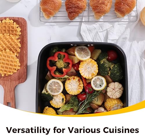 Miniatura 5 de HONGBAKE Sartén antiadherente con estante en forma de V, sartén para asar pavo de 11 x 15.75 pulgadas con mango de acero para hornos, bandeja para