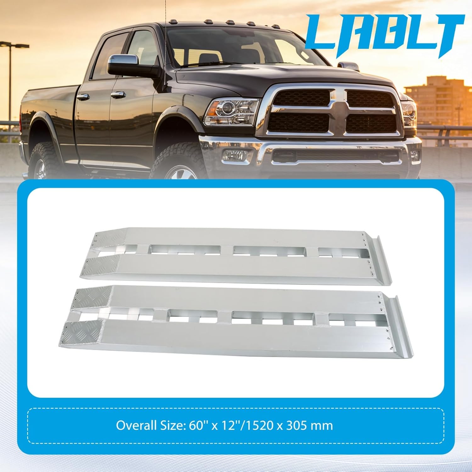 LABLT 60 inch X 12 inch 1 Pair Aluminum Ramps Trailer Ramps 6000LBS Hook Ramp Attachment End