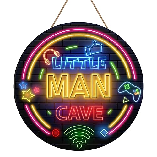 Miniatura 1 de Geelin Letrero de madera con texto en inglés "Little Man" (Cueva de hombre pequeño), decoración de pared para habitación de niños, dormitorio de