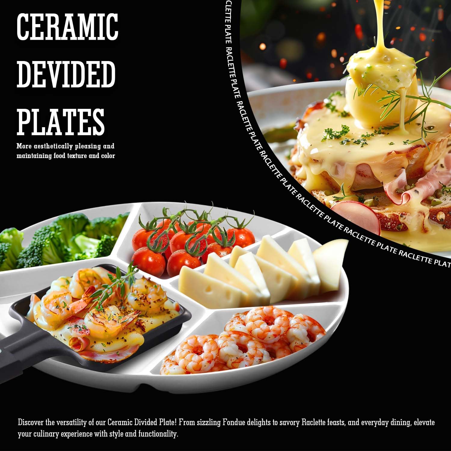 artestia platos de raclette/Fondue de porcelana, juego de 4