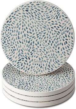 Thirstystone Drift Marks 4 Pack Absorbent Stone Coasters with Protective Cork Backing Manufactured in the USA Artistic Easily Wipes Clean