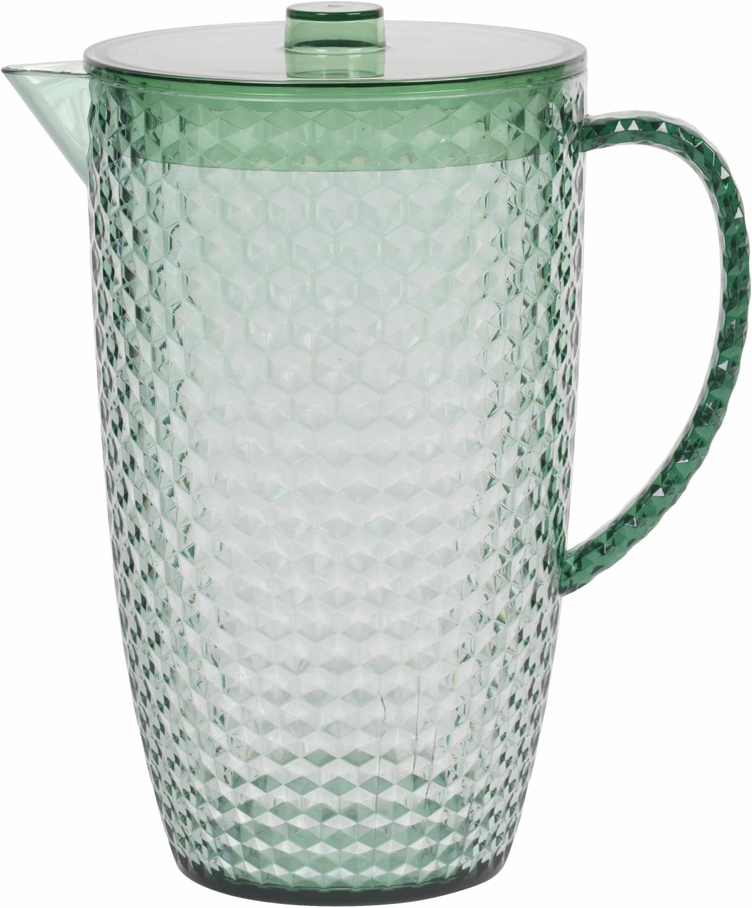 Cambridge Fete 2L Plastic Jug – Cocktail/Sangria Pitcher with Lid & Vented Spout, for Picnics, Camping, BBQ, Party, Outdoor/Indoor, Hot Tubs/Pools, Green Diamond Effect BPA-Free Plastic, Punch, Juice