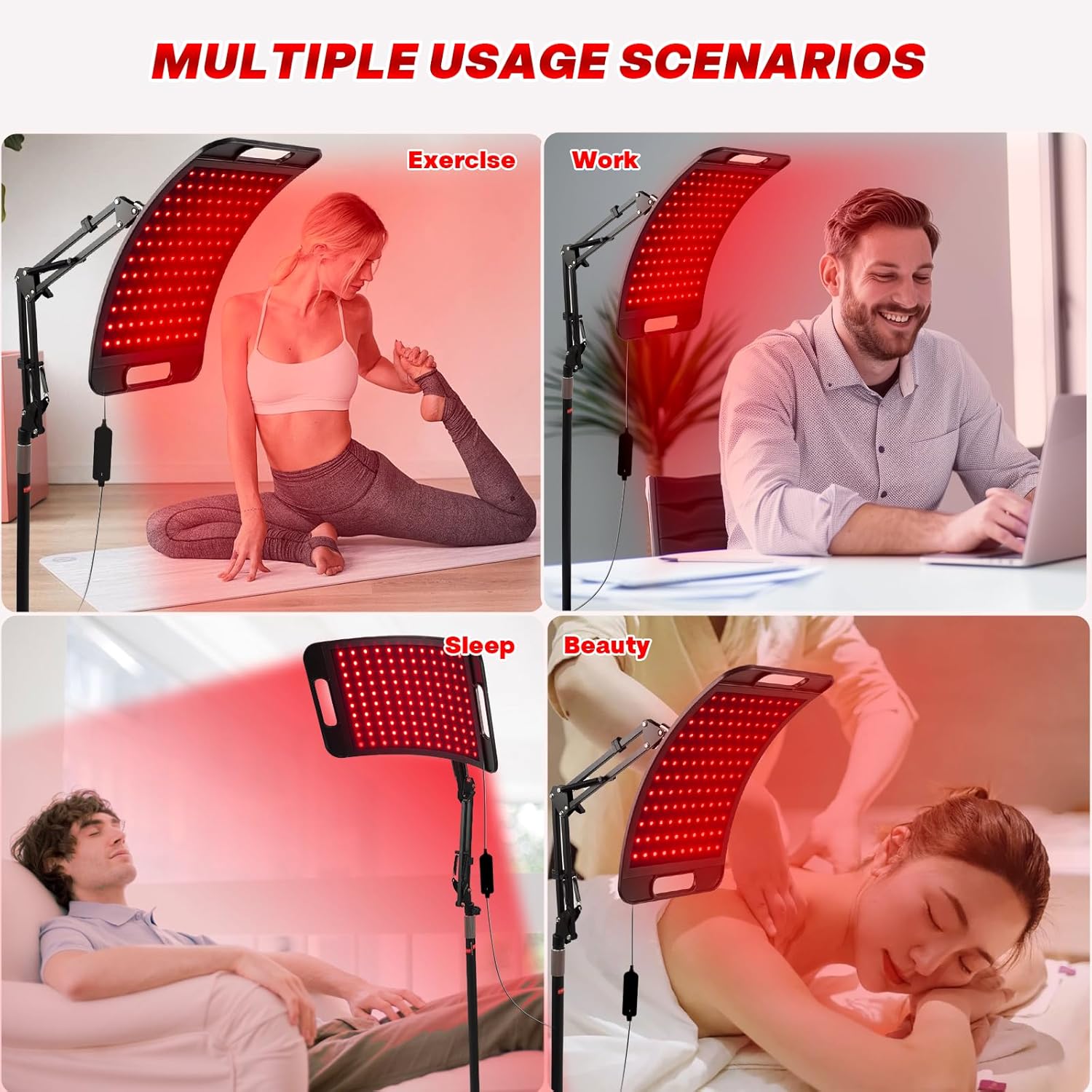 Red Light Therapy for Face and Body, 3-in-1 LED Red Infrared Light Therapy Lamp Panel 660nm / 850nm Wavelength with Adjustable Stand & Protective Goggles – Ideal Home Use Gift for Man, Women&Pet