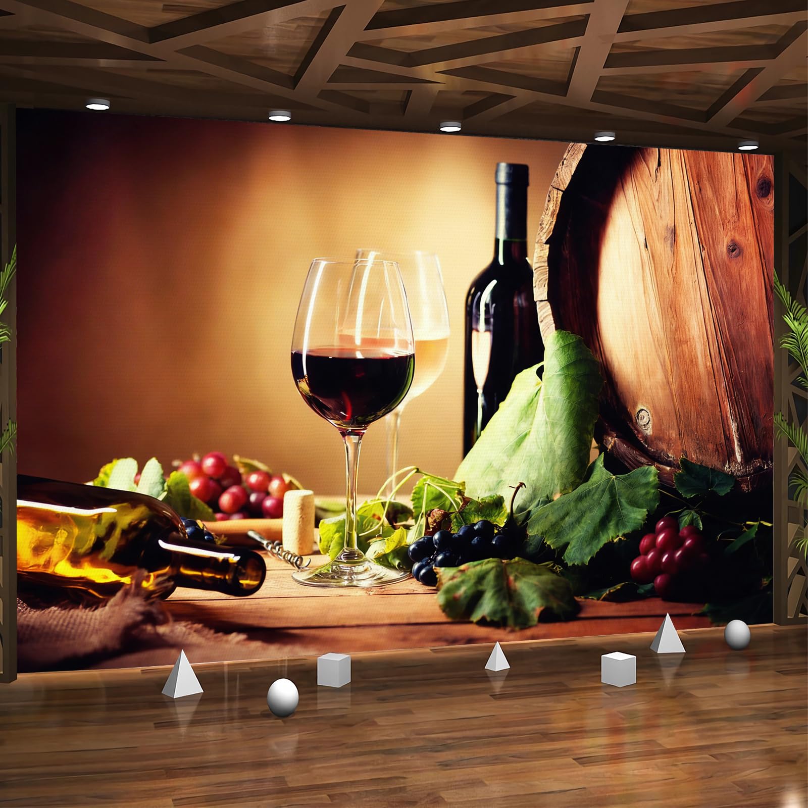 Carta da parati effetto 3D Vino 366x 254 cm Murale Non Tessuto Stile Pastorale Fotomurale Stampa HD Moderna Poster Per Soggiorno E Camera Da Letto Design 1M3982