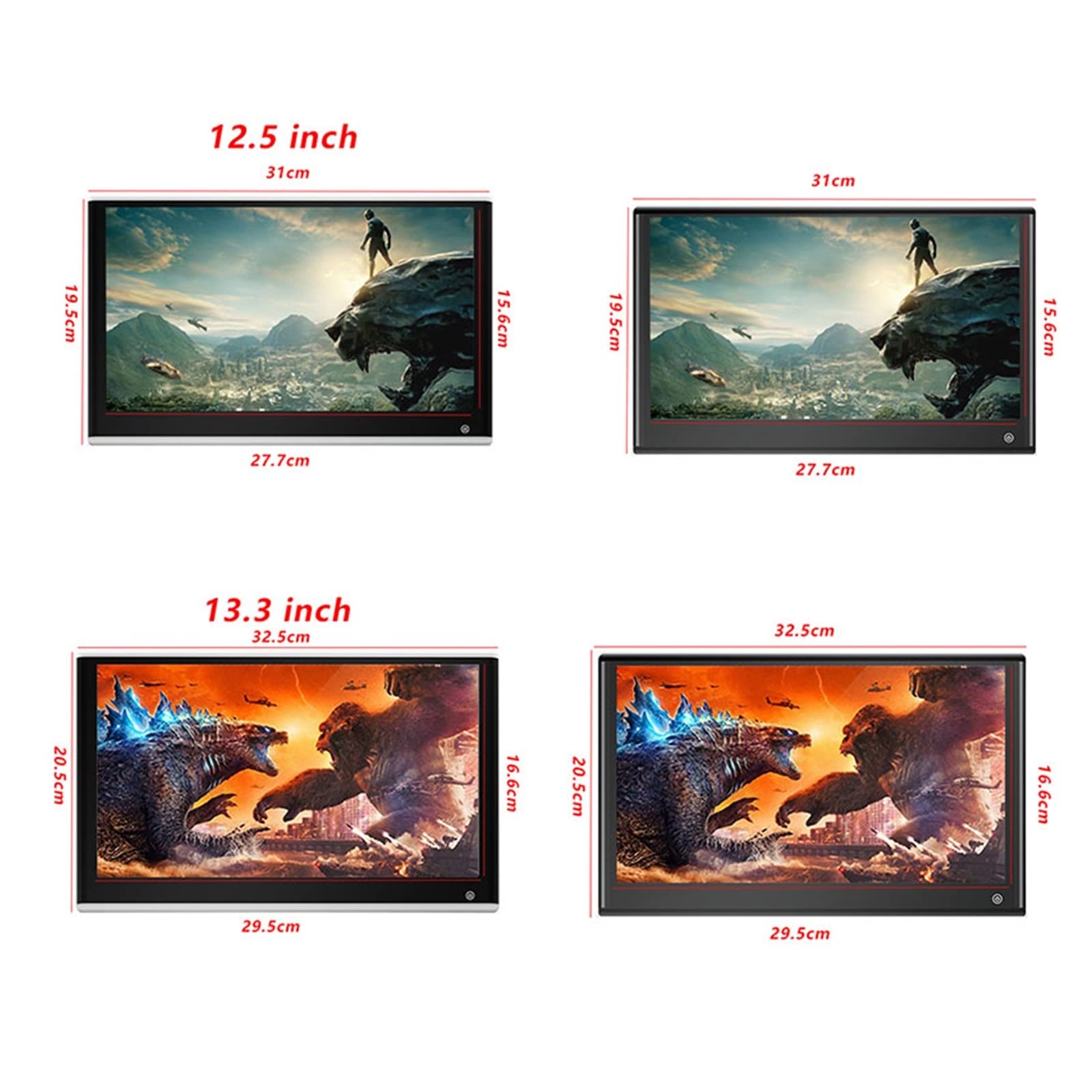Auto Poggiatesta Monitor 3 + 32GB 13. Pollici Multifunzione Tablet Touch Screen 1080P Video Movie Player Film per bambini(1 PCS Silver 11.6)