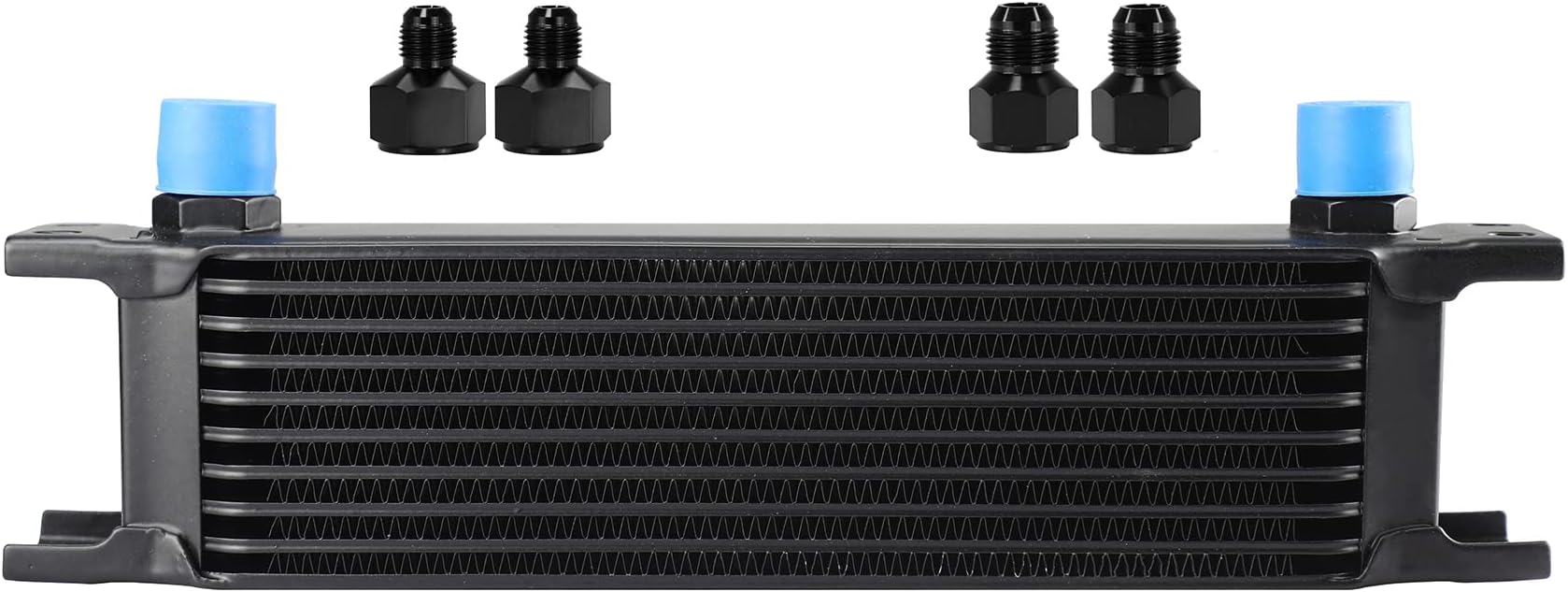 Ucreative 10 Row 10AN AN10 Aluminium Engine Transmission Oil Cooler Kit Stacked Plate With 6AN 8AN Adapter Universal Engine Transmission British Radiator Black