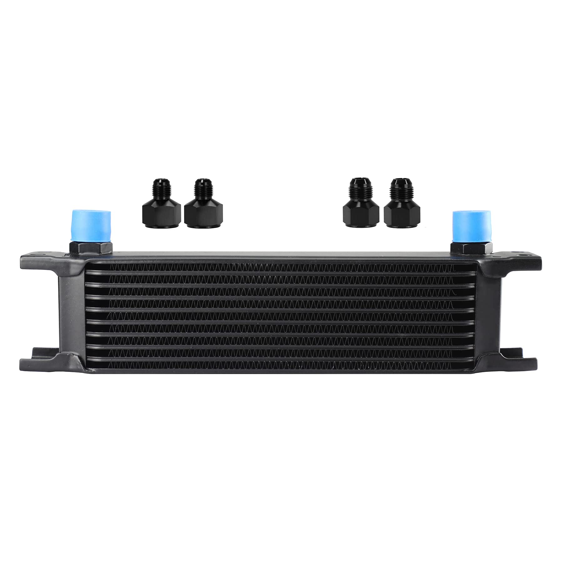 Ucreative 10 Row 10AN AN10 Aluminium Engine Transmission Oil Cooler Kit Stacked Plate With 6AN 8AN Adapter Universal Engine Transmission British Radiator Black
