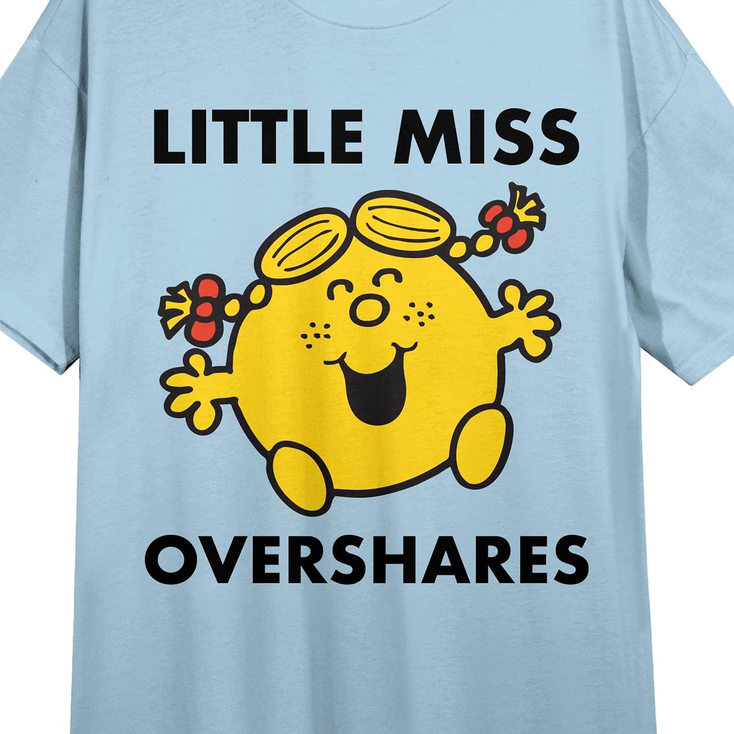 Bioworld Mr. Men And Little Miss Meme Little Miss Overshares Crew Neck Short Sleeve Light Blue Women's Night Shirt