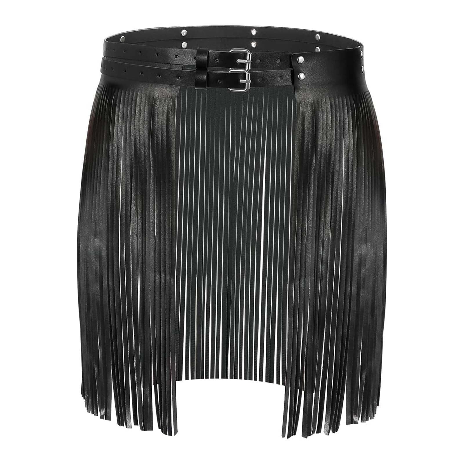 Generisch 2026 - Sexy Halloween - Jarretière en cuir avec franges - Pour clubwear et performance de mode - Entrejambe ouvert