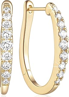 14K Gold Earrings for Women Trendy Stylish Gold Diamond Earrings for Women, Unique U-shaped Gold Huggie Hoop Earrings, Elegant Small Gold Hoop Earrings, Large Gold Huggie Earrings