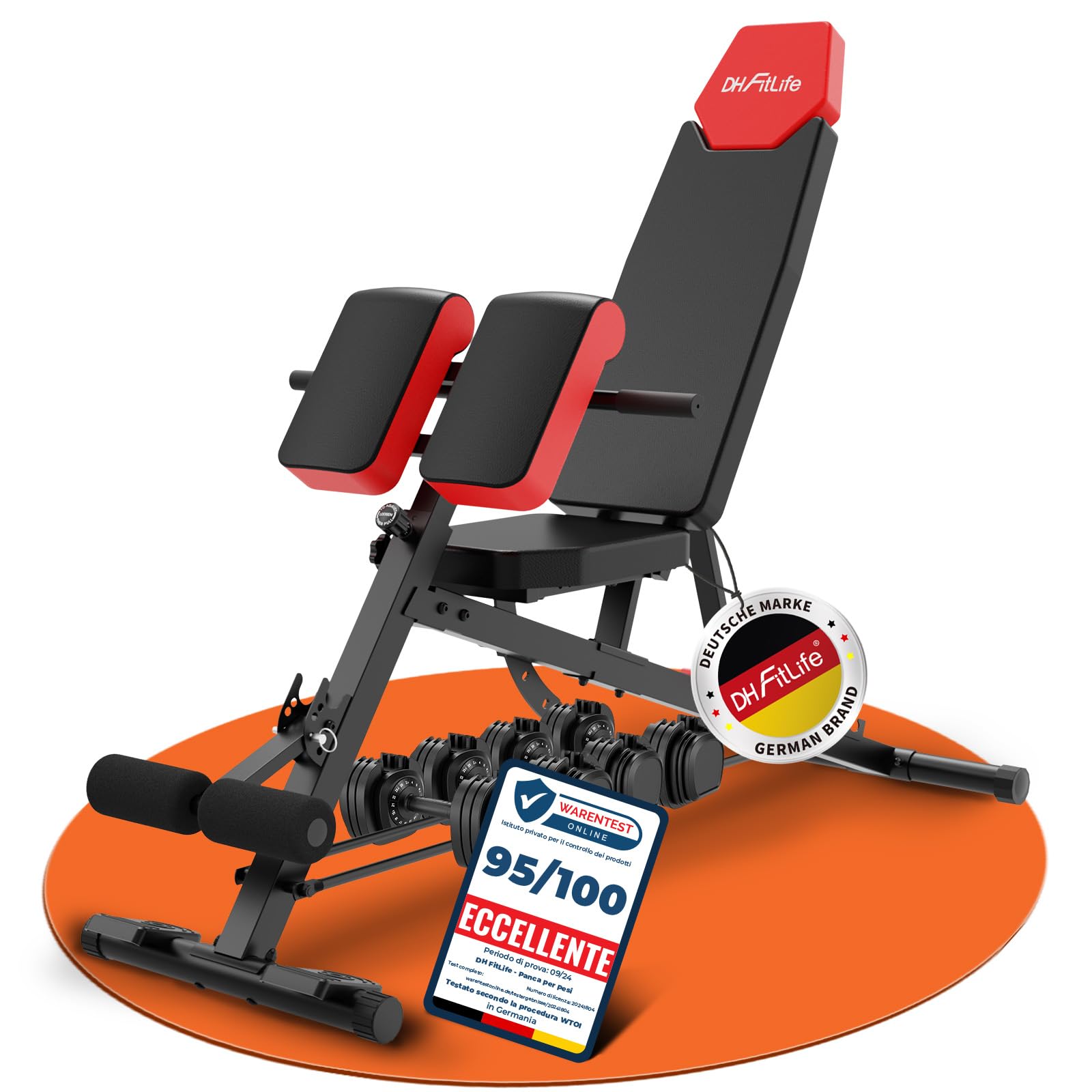 DH FitLife 2026 Panca Palestra Regolabile 6-in-1 con Hyperextension per Schiena e Addominali fino a 350 kg | Panca Multifunzionale per Home Gym | Panca Inclinata per Bench Press e Allenamento Completo