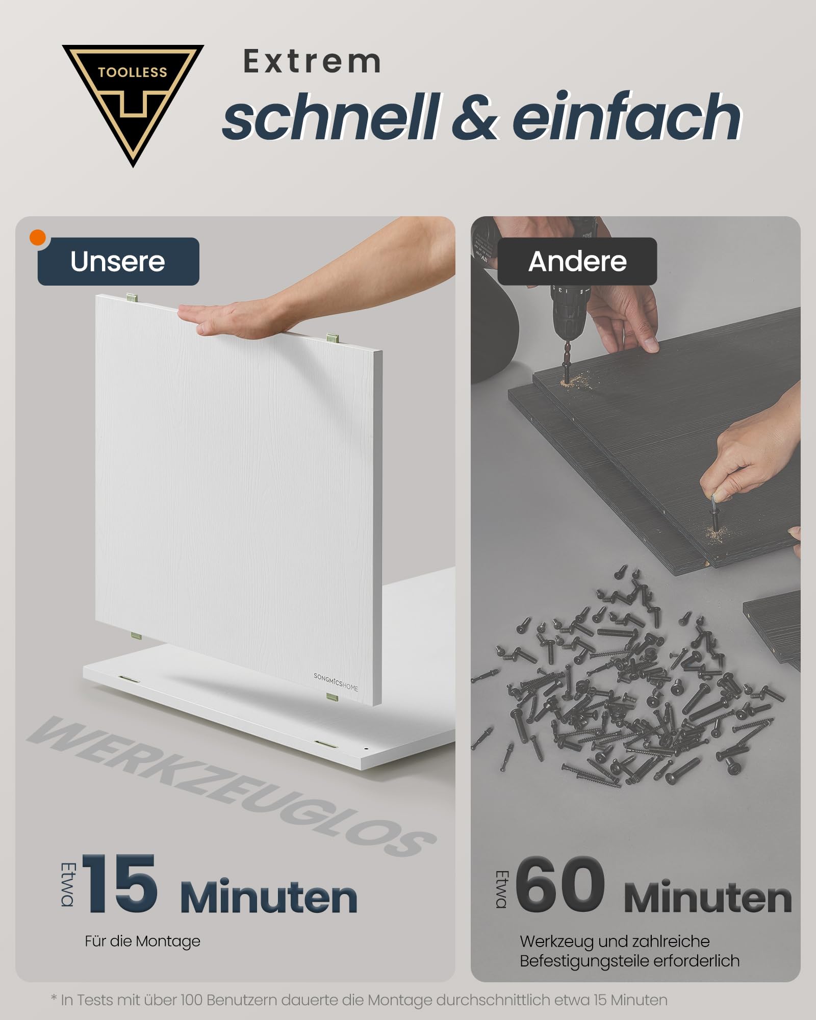 Produktbild von SONGMICS HOME Sideboard Sideboard, Toolless-Technologie, Superschnelle Werkzeuglose Montage, 39x81×140cm, Küchenschrank Mit Arbeitsplatte
