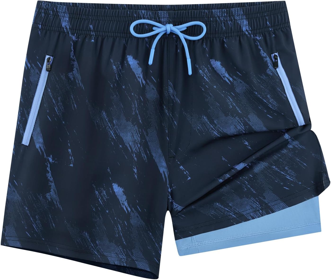 APTRO Mens Swim Trunks 5" with Compression Liner Mens Board Shorts Quick Dry Bathing Suit with Zipper Pockets