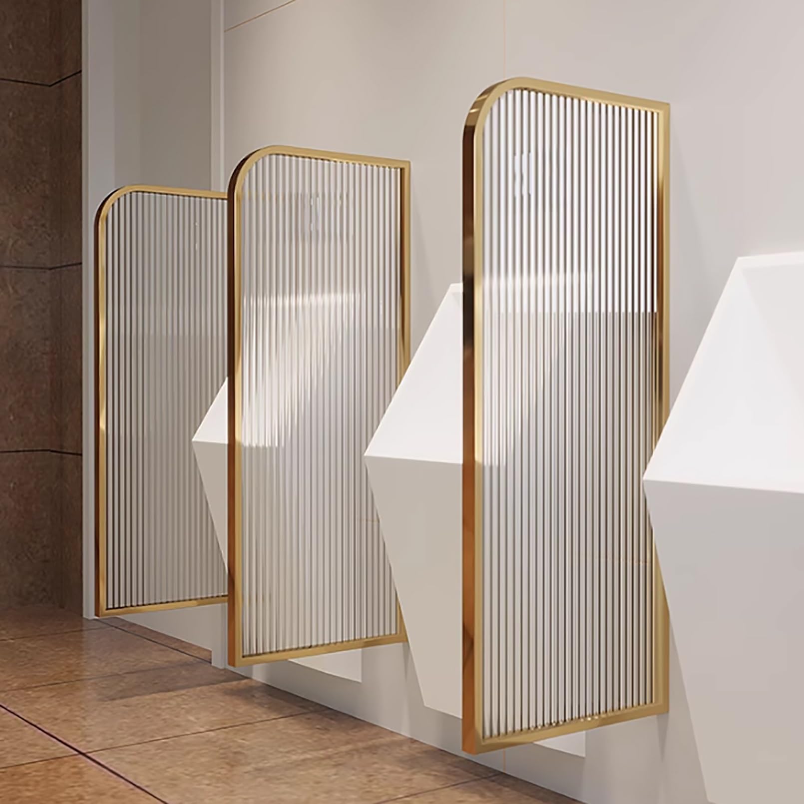 GJZQDKX Urinal Divider Privacy Screen,Gold Wall-Mounted Urinal Partition, Men‘s Privacy Baffle Screen, Translucent Glass Panel with Stainless Steel Frame for Public Restrooms & Hotels