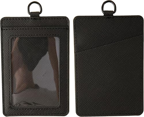 Miniatura 3 de Portatarjetas con cordón, soporte de cuero para tarjetas de identificación, soporte vertical para tarjetas de identificación para el trabajo y la