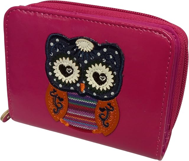 Animal Purses, Ladies Purse, 6 Stunning Colours, RIFD Protection, Completley Leather Free, (Pink Owl)