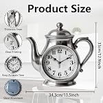 Wall Clock Teapot Pattern Non-Ticking Clock Irregular Shape Decorative Clocks Teapot Flat Printing Wall Clocks for Home Office Decoration, 12.99x13.58 inch