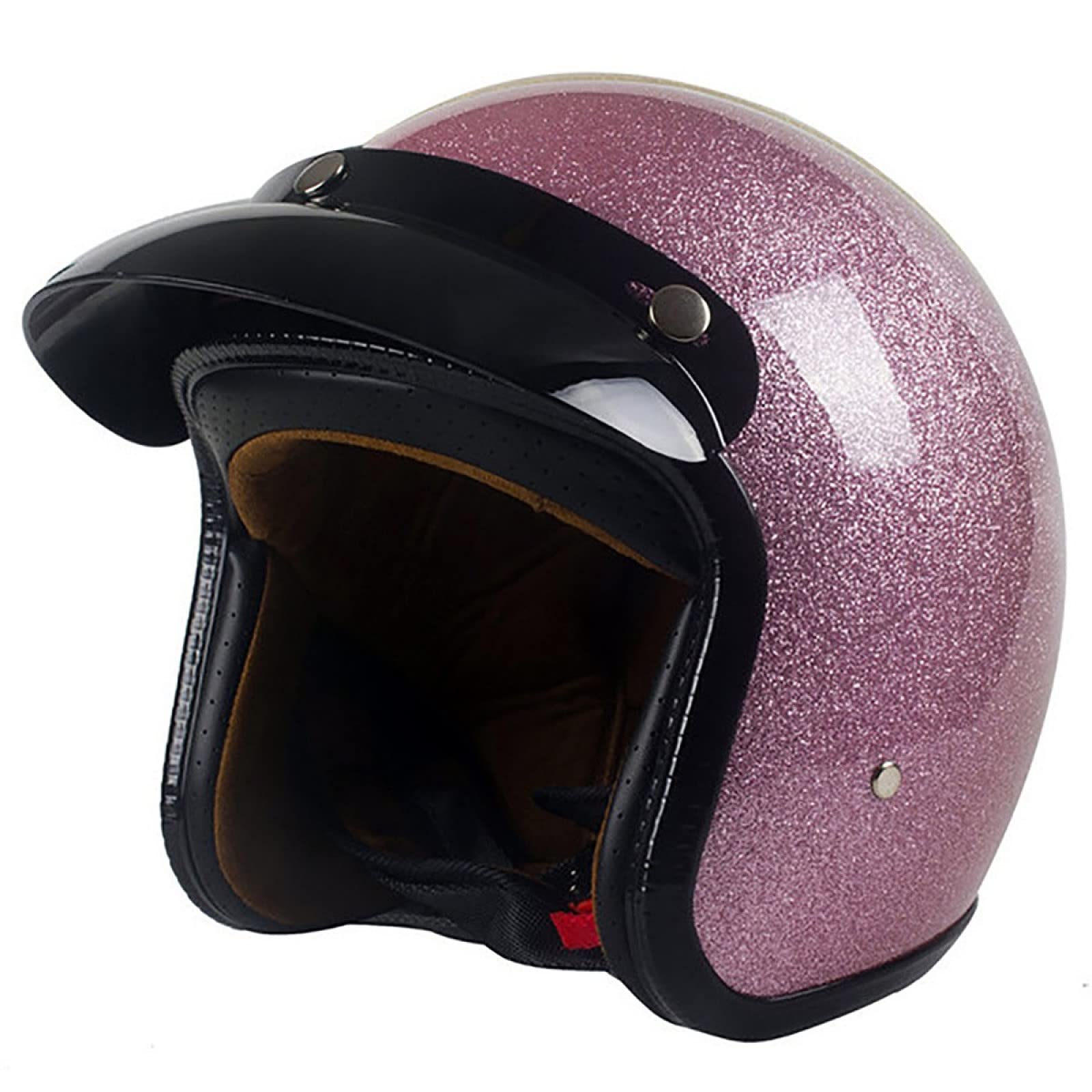 Casque jet demi-jet moto rétro rose XL pour homme et femme