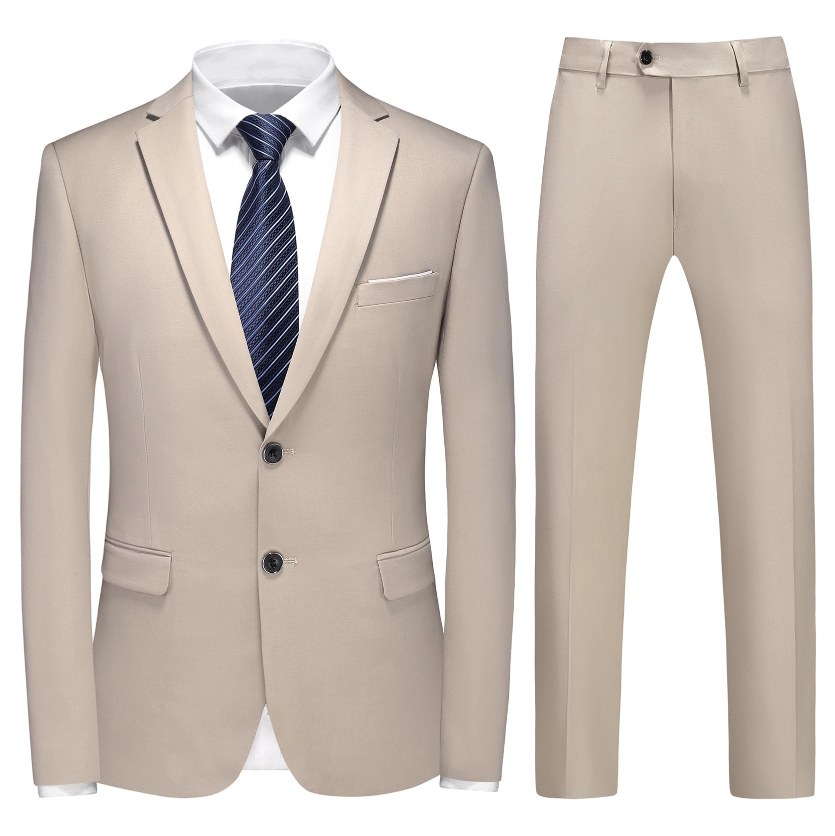 Costume Homme 2 Pièces Mariage Slim Fit d'affaires à Deux Boutons Smokimg Formel Couleur Unie Blazer Veste et Pantalon