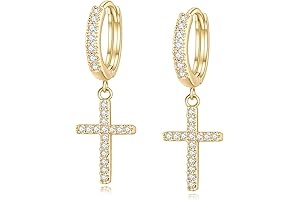 14K Gold Plated Drop Dangle Cross Hoop Earrings: The Epitome of Style and Grace