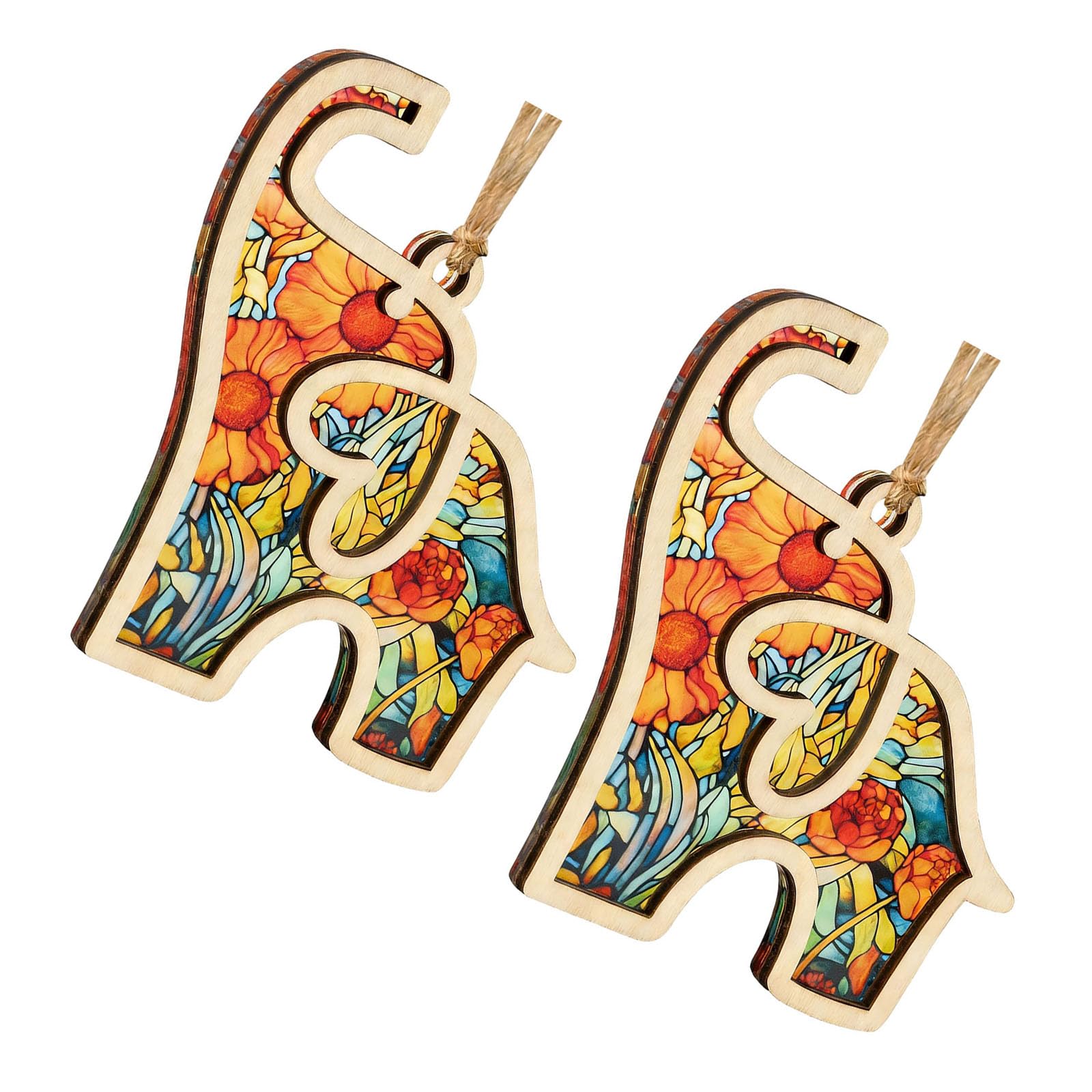 Wood Elephant Friendship Ornament Natural Wood Handcrafted Decors Symbolic Gift Meaningful Art for Home Wall Hanging Birthday