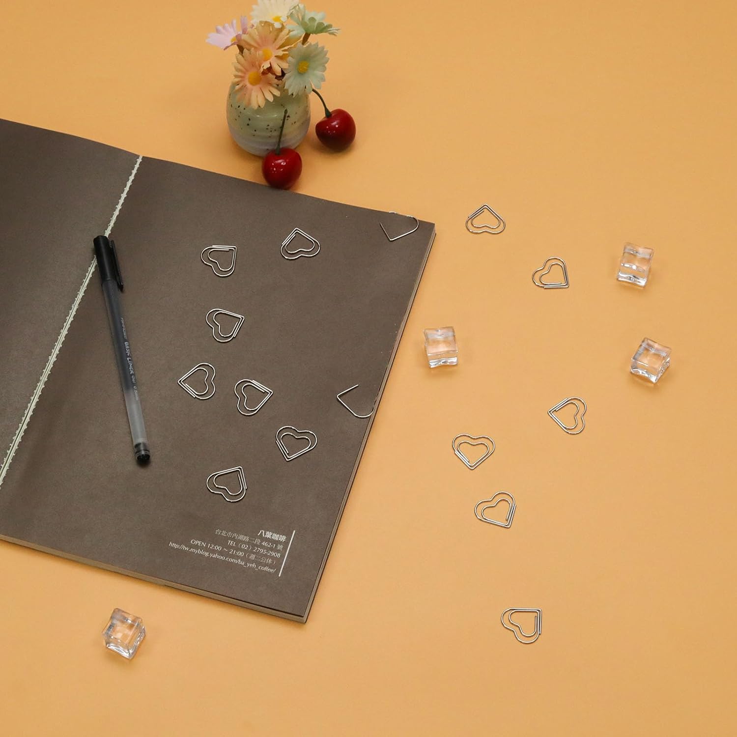100 Pcs Mini Silver Heart Paper Clips, Small Cute Love Shaped Metal Bookmarks for Document, Wedding Decoration, Office Supplies, Note, Crafts image 3
