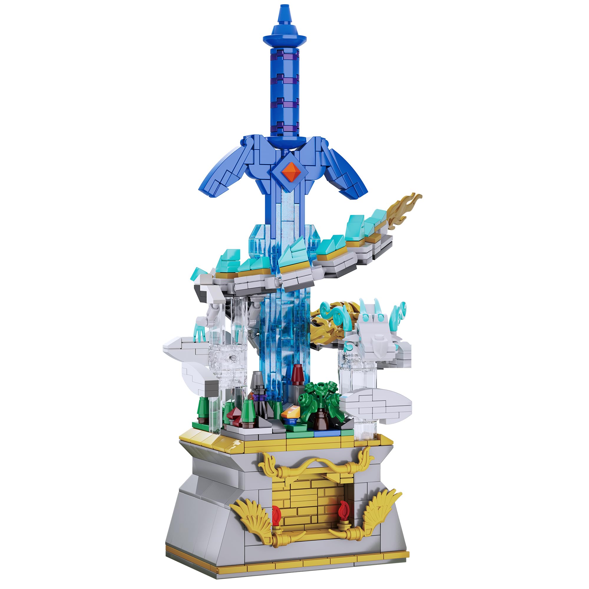 Sillbird Fantasy Schwert und Drache Baukasten für Jungen | leuchtender Klemmbausteine Display Modell, Geschenk zu Weihnachten und Geburtstag für Kinder ab 8 Jahren, 725 Teile