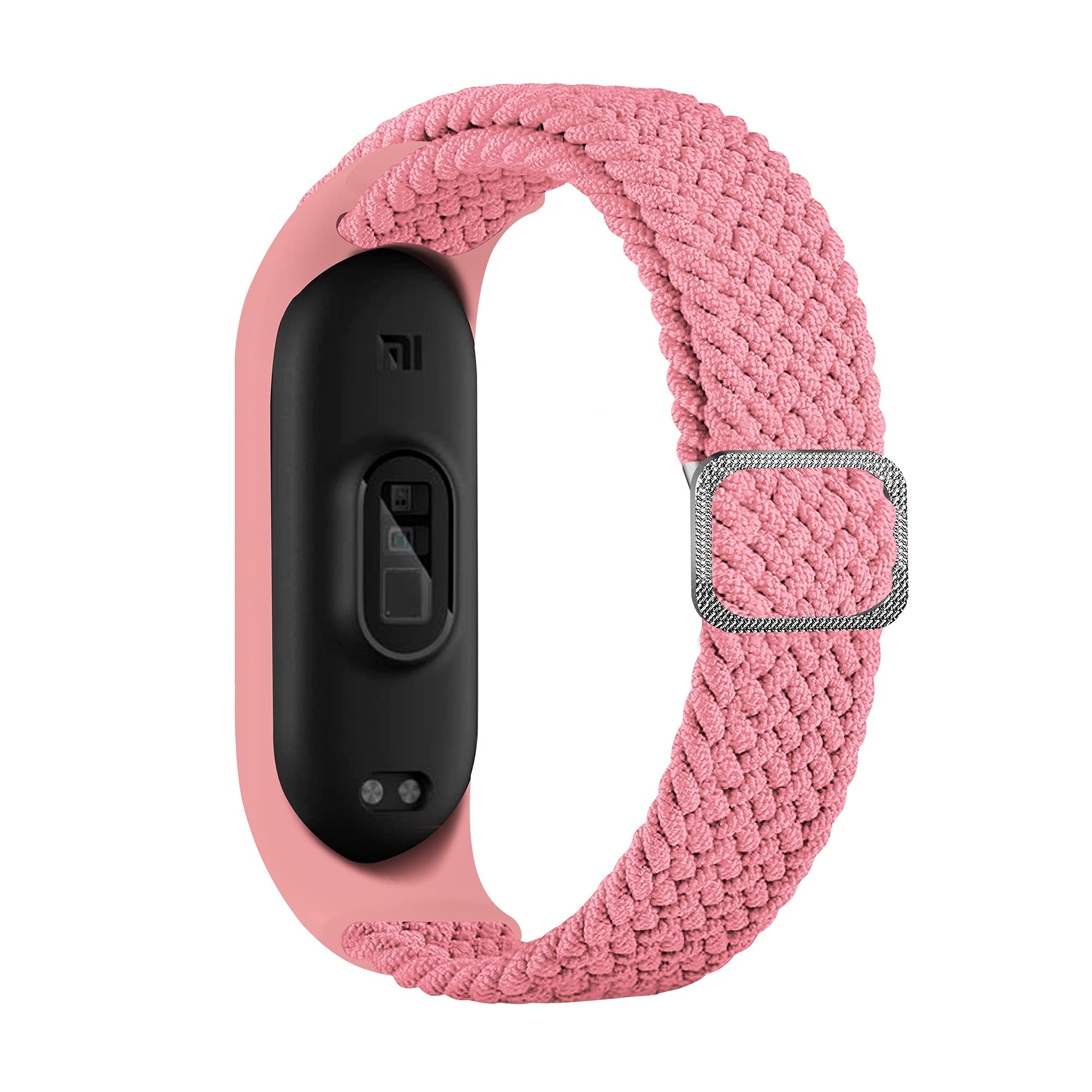 BoLuo Smart Watch Strap compatible for Xiaomi Mi Band 7 / Mi Bnad 6, Nylon Braided stretch Solo Loop Watch Belt, Replacement Bracelet Wristband Strap for Xiaomi Mi Band 7 6 5 4 3 Watch (pink) — image 1