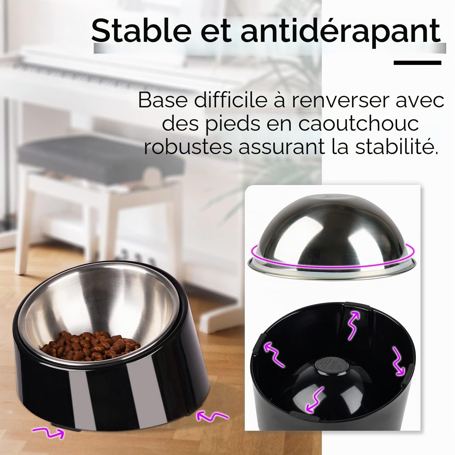 SuperDesign Gamelle inclinée à 15 ° pour Chiens et Chats, Bol pour Bouledogue à Angle incliné, antidérapant et Anti-déversement, Plus Facile à Atteindre la Nourriture L/2 Tasse Bleu-2